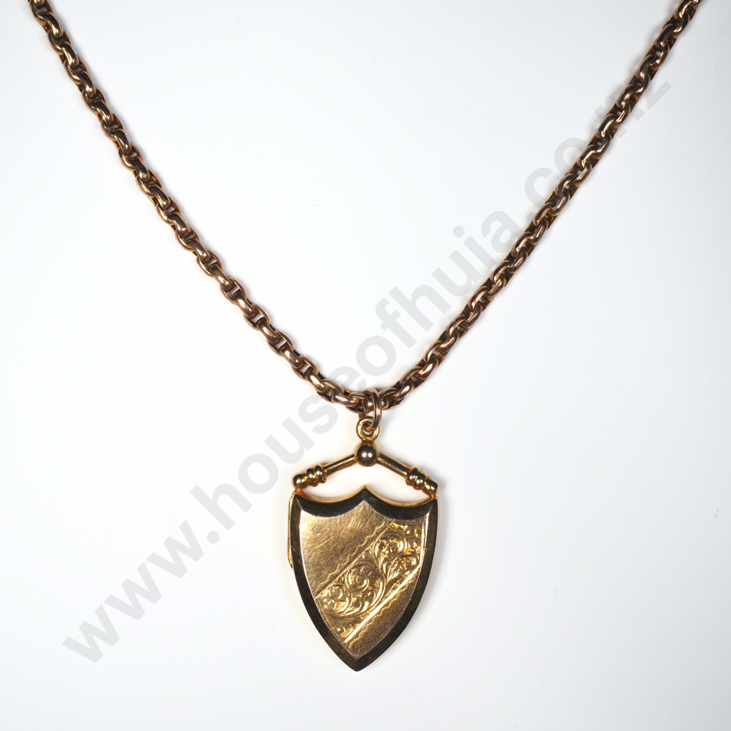 Anitque 9ct Gold Locket & Chain Image 1++