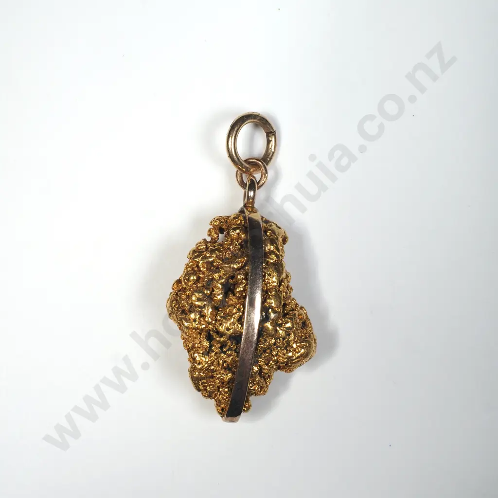 Impressive Colonial Gold Nugget Pendant w 9ct Rose Gold Mount Image 1++