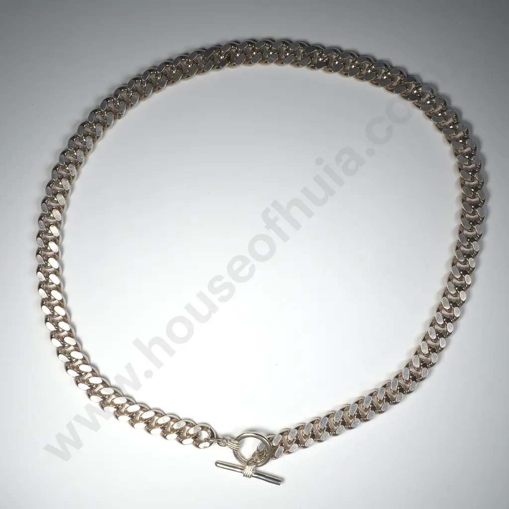 Substantial Sterling Silver Curb Link Necklace Image 1++