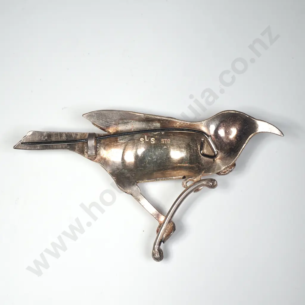 NZ Jeweller Sue Shore Sterling Tui Brooch Image 1++