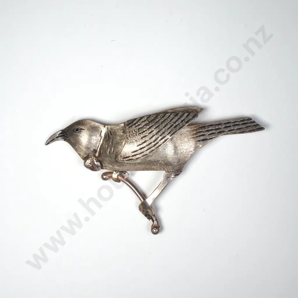NZ Jeweller Sue Shore Sterling Tui Brooch Image 1++