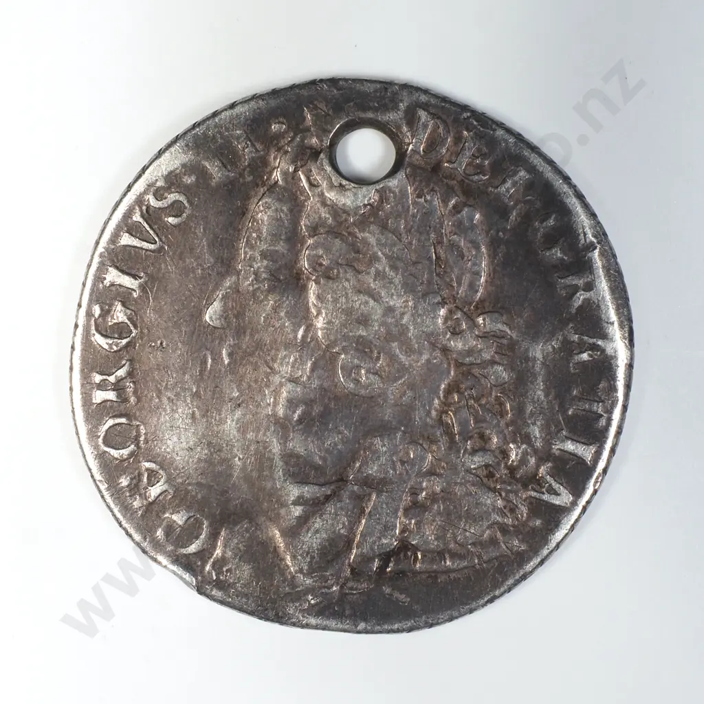 1758 United Kingdom Shilling Pendant - Holed Image 1++