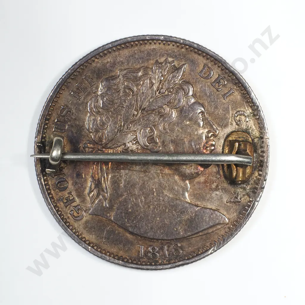 1816 United Kingdom Enamelled Half Crown Brooch Image 1++