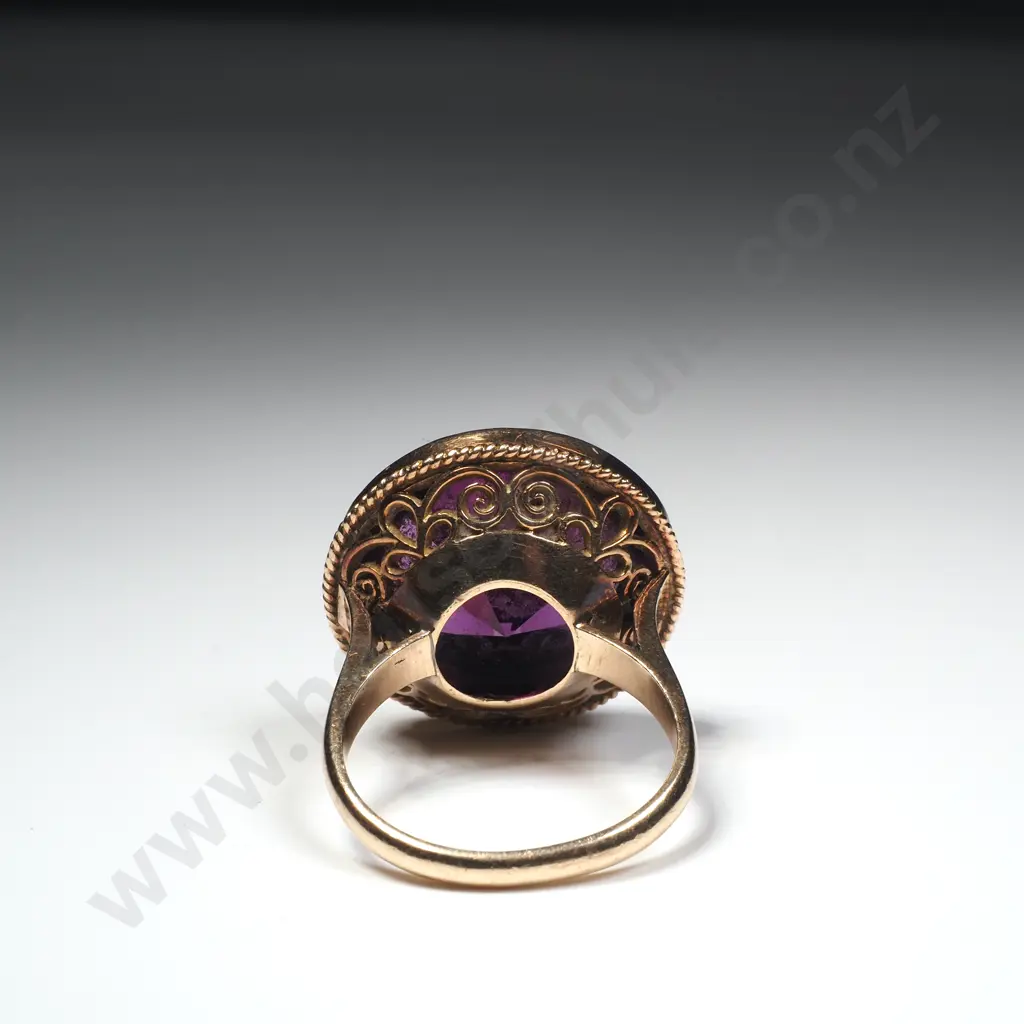 18ct Gold & Purple Sapphire Ring w Valuation for $6,400.00 Image 1++