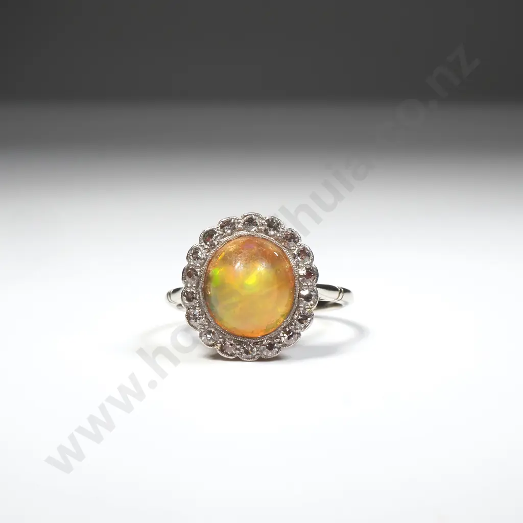 18ct Gold Diamond & Mexican Fire Opal Ring w Valuation for $6,200.00 Image 1++