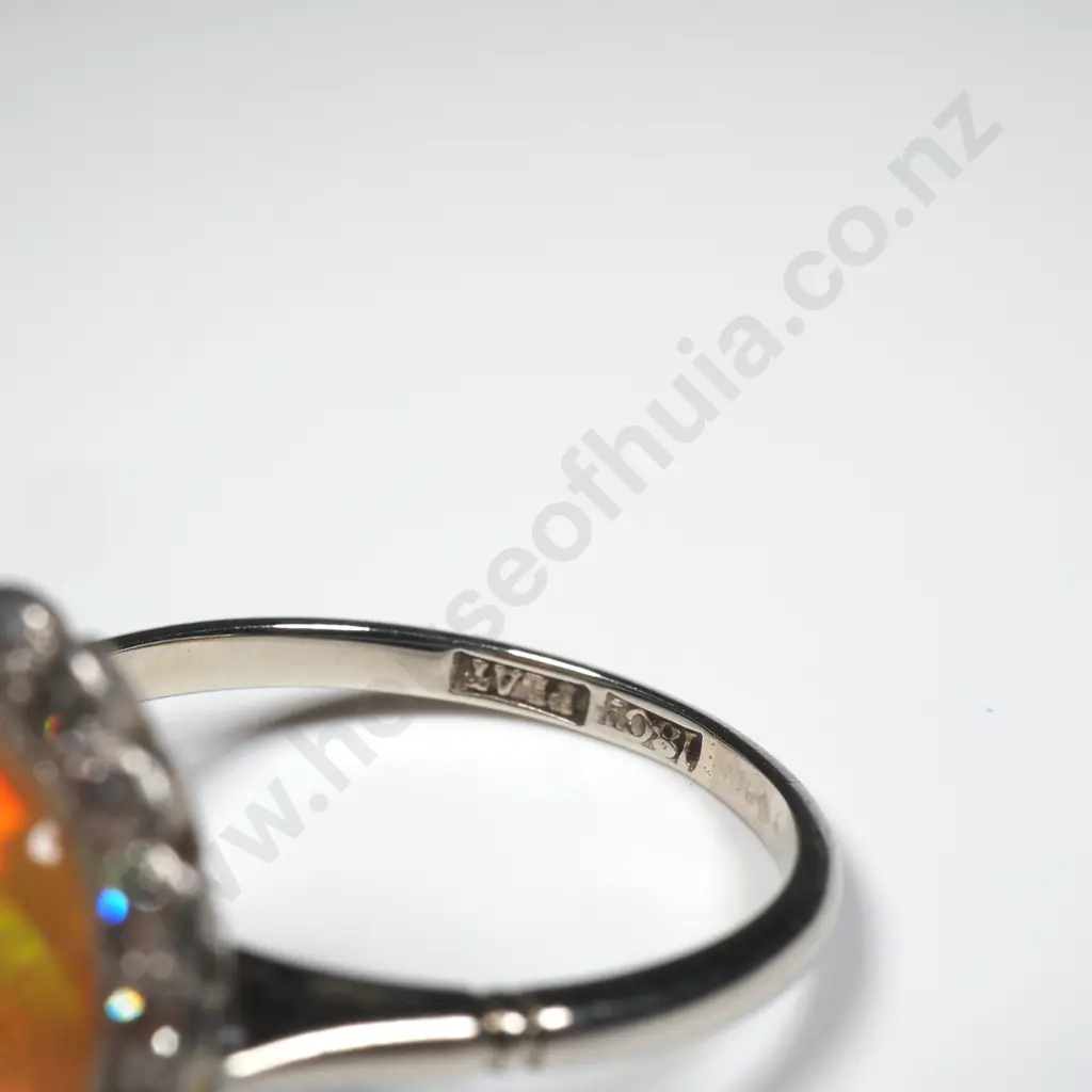 18ct Gold Diamond & Mexican Fire Opal Ring w Valuation for $6,200.00 Image 1++