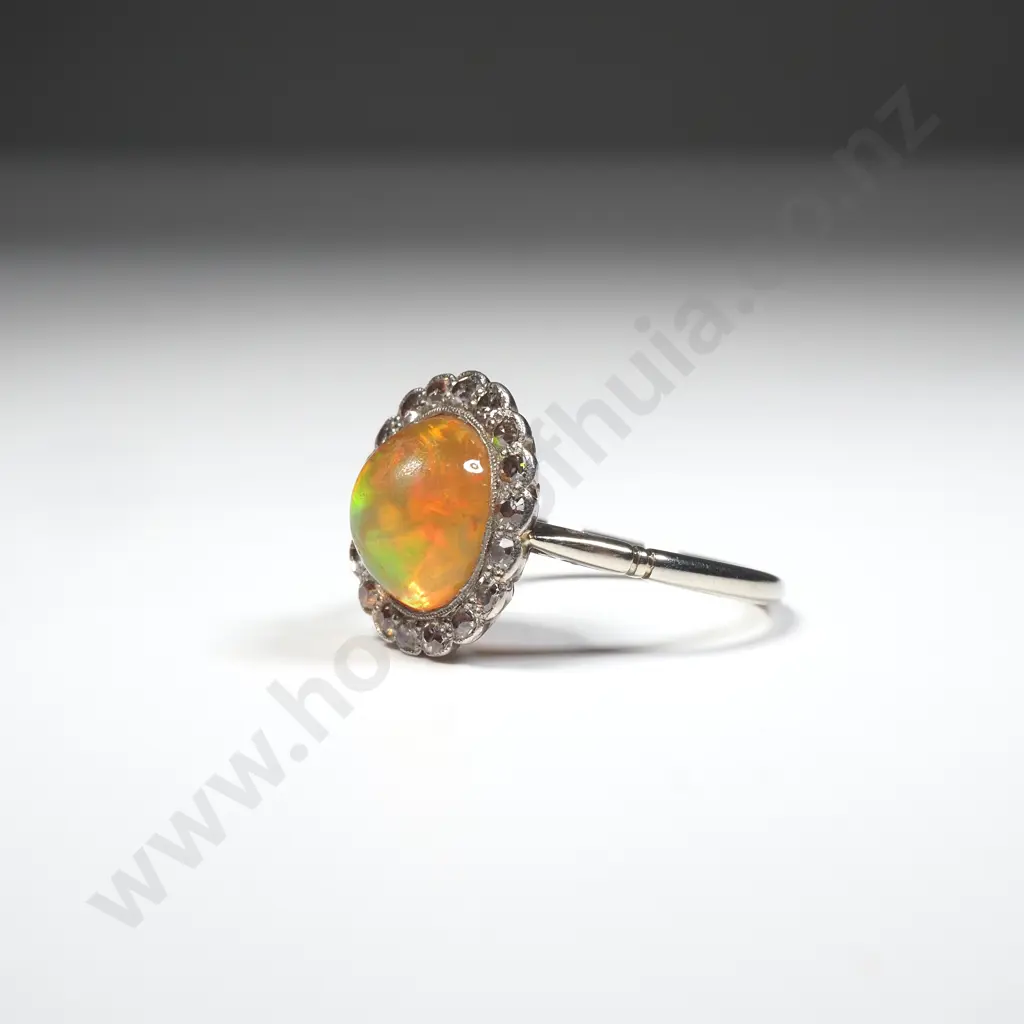 18ct Gold Diamond & Mexican Fire Opal Ring w Valuation for $6,200.00 Image 1++