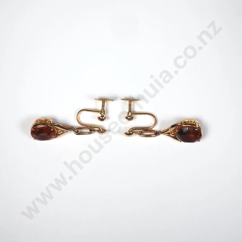 18ct Gold Orange Gem Earrings Image 1++