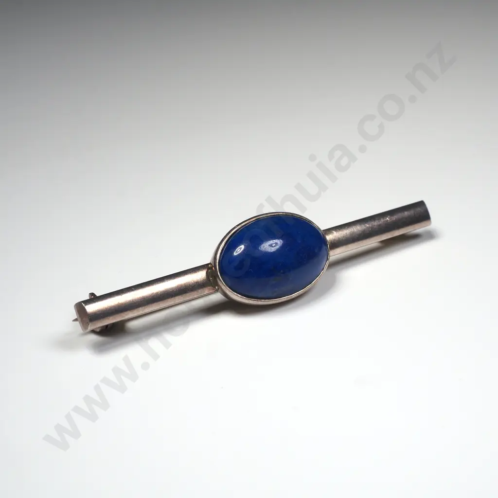 Sterling Silver & Lapis Lazuli Bar Brooch Image 1++