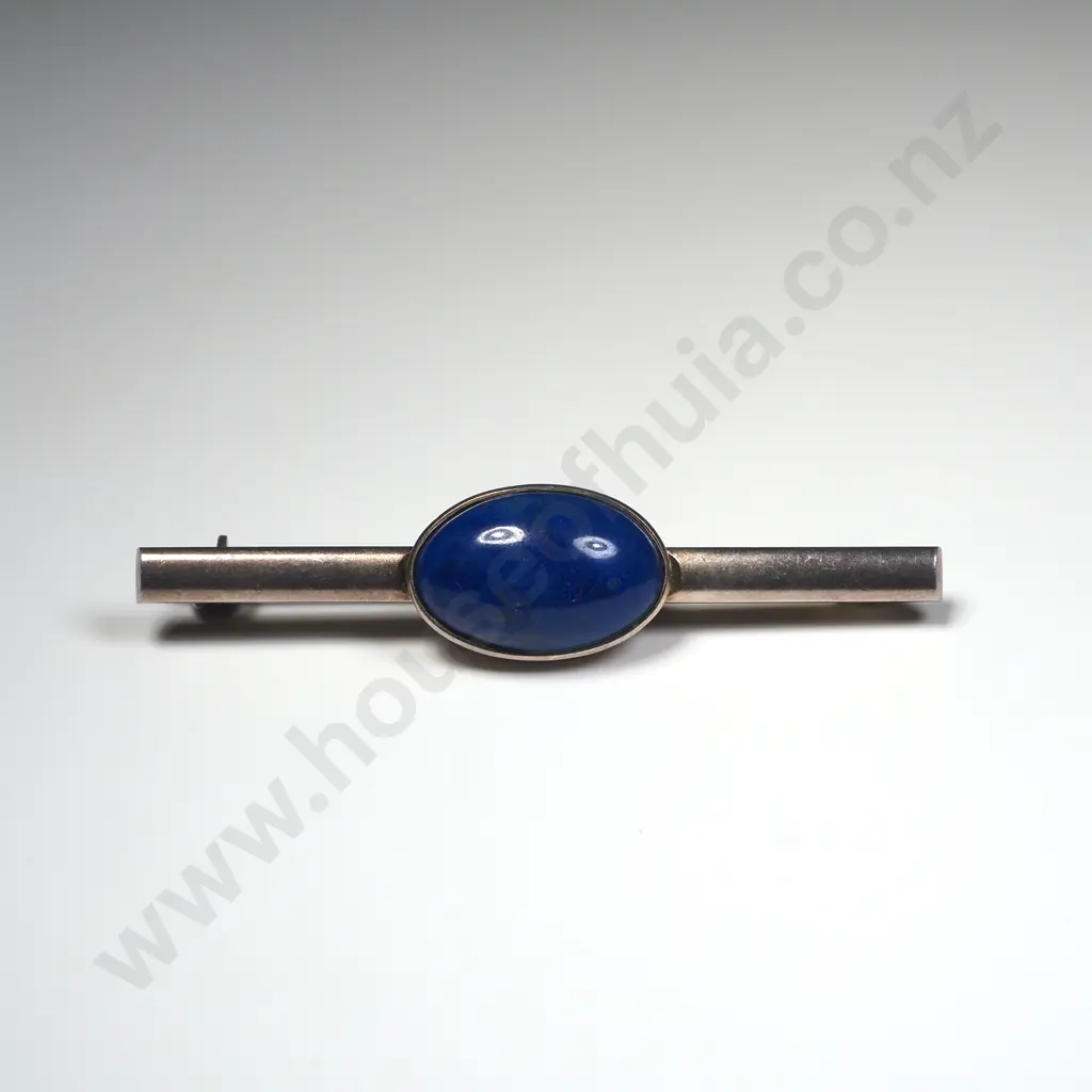 Sterling Silver & Lapis Lazuli Bar Brooch Image 1++