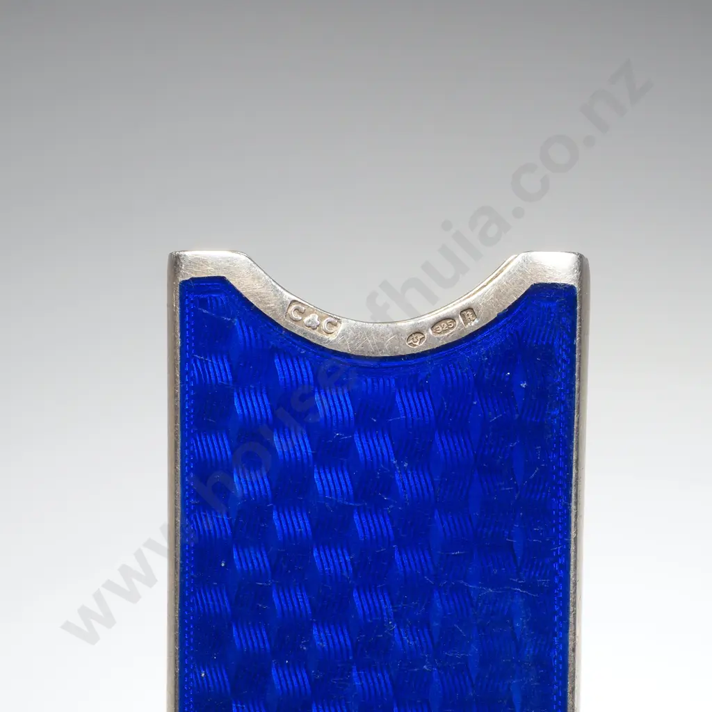 Antique Sterling Silver & Blue Enamel Glasses Case / Slide Image 1++