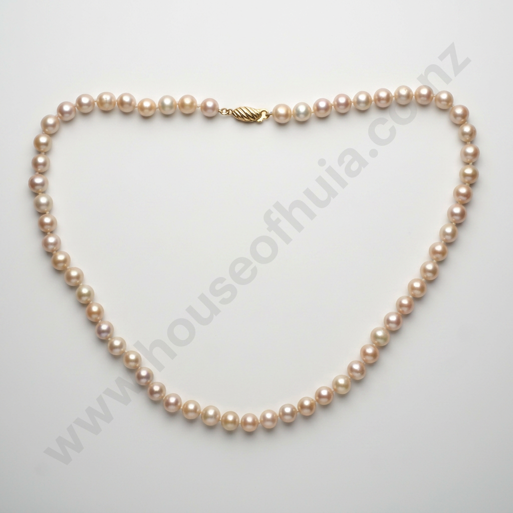 Pearl Necklace w 14ct Gold Clasp w Valuation $599 Image 1++
