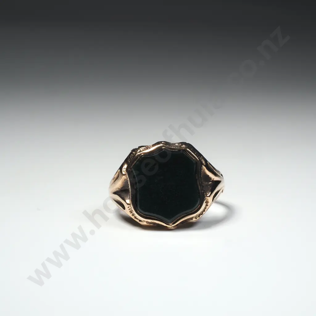 Antique 9ct Gold Bloodstone Signet Ring w Crisp English Hallmarks Image 1++