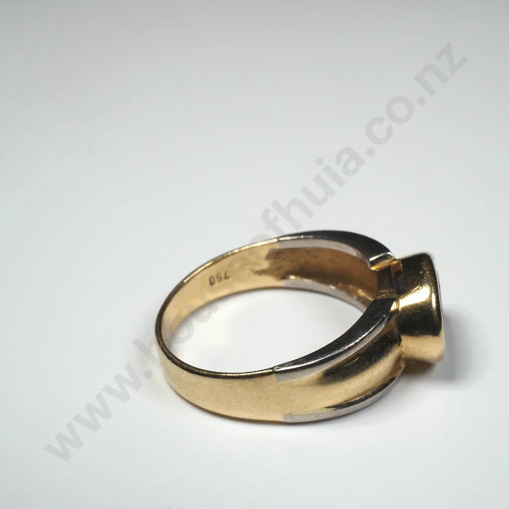 Modernist 18ct Gold Amethyst Ring Image 1++