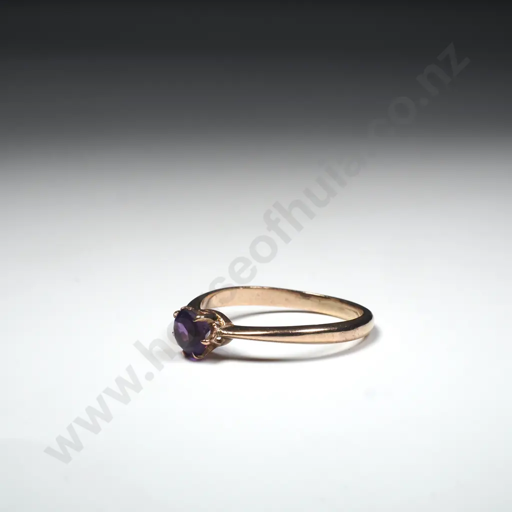 Antique 9ct Gold Purple Gem Ring Image 1++