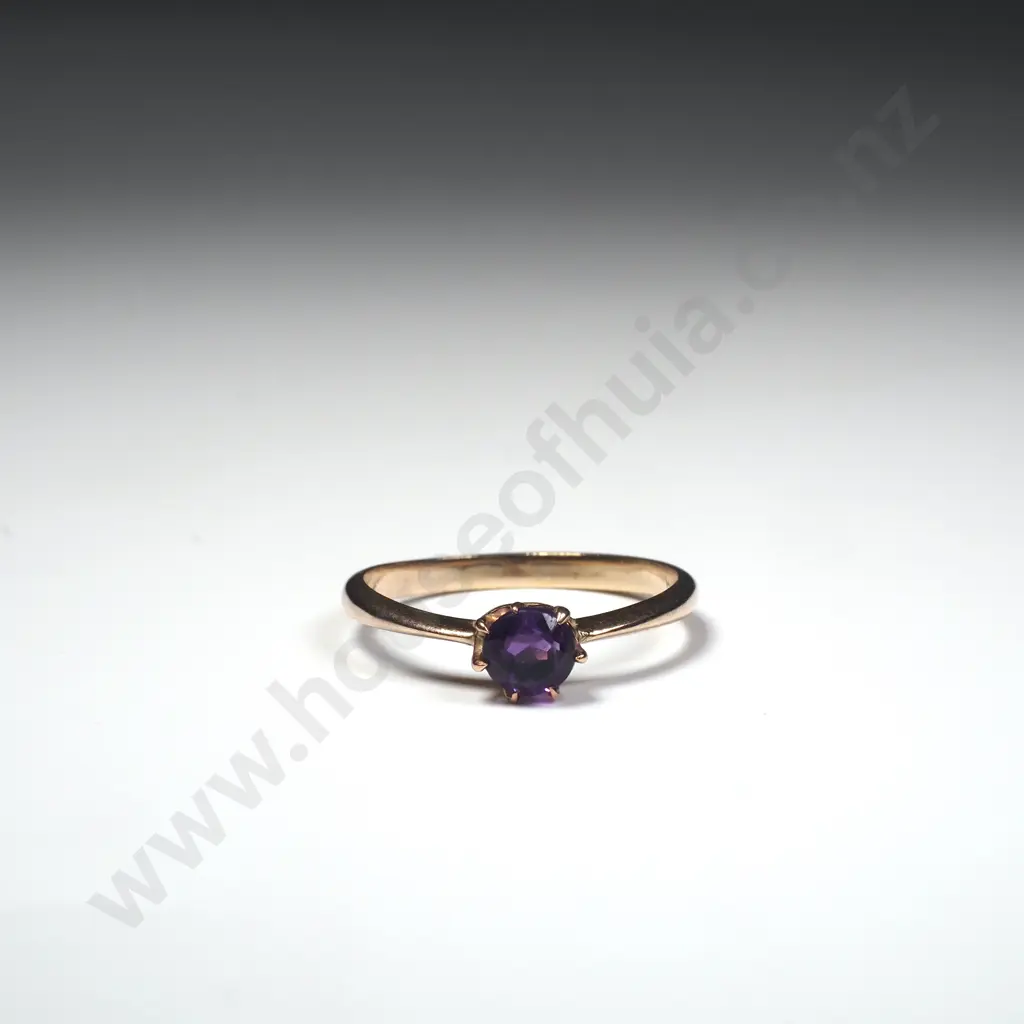 Antique 9ct Gold Purple Gem Ring Image 1++