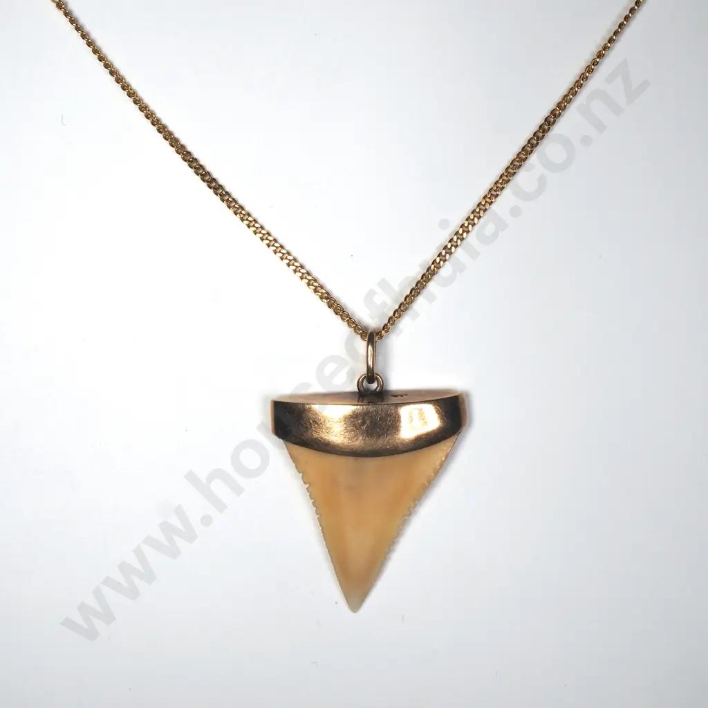Colonial 9ct Gold Capped Shark Tooth Pendant on G/P Chain Image 1++