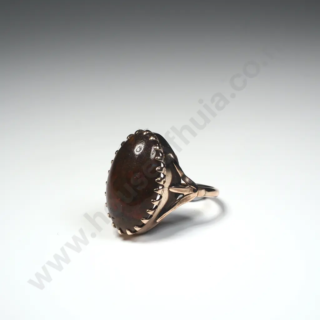 Antique 9ct Gold Agate Stone Ring Image 1++