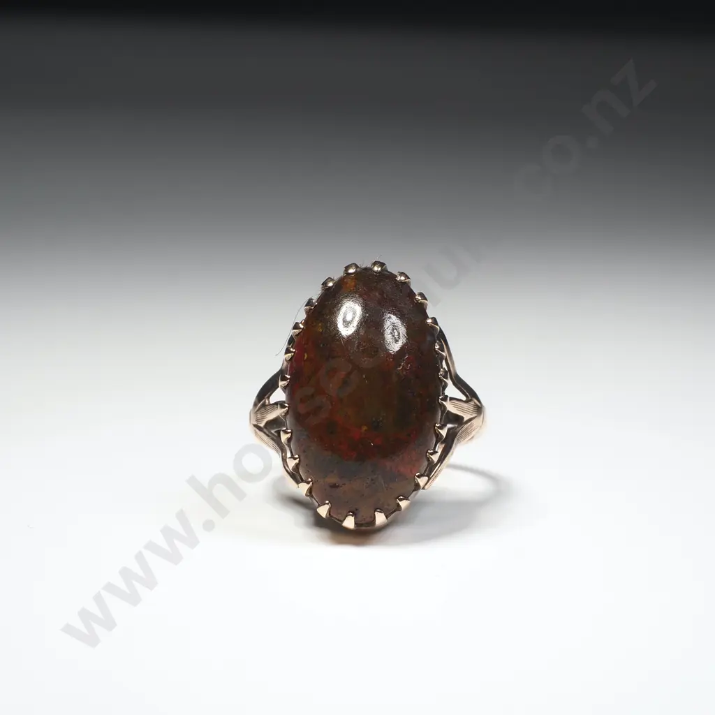 Antique 9ct Gold Agate Stone Ring Image 1++
