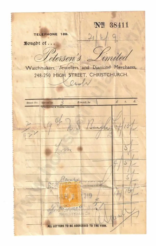 Antique 9ct Gold Hinged Bracelet w Original Petersens Limited Receipt from 1909 Image 1++