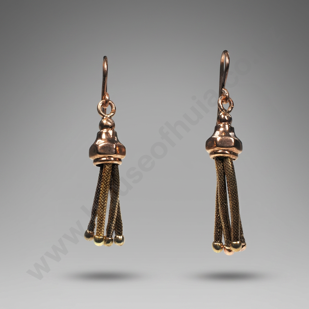 Victorian 9ct Gold Tassel Drop Earrings Image 1++