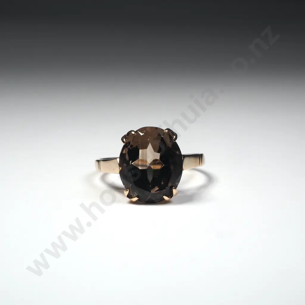 Vintage 9ct Gold Smokey Topaz Ring w English Hallmarks Image 1++