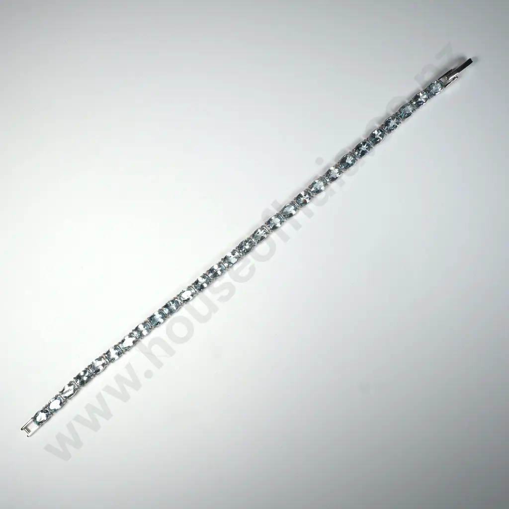 Sterling Silver & Aquamarine Bracelet Image 1++