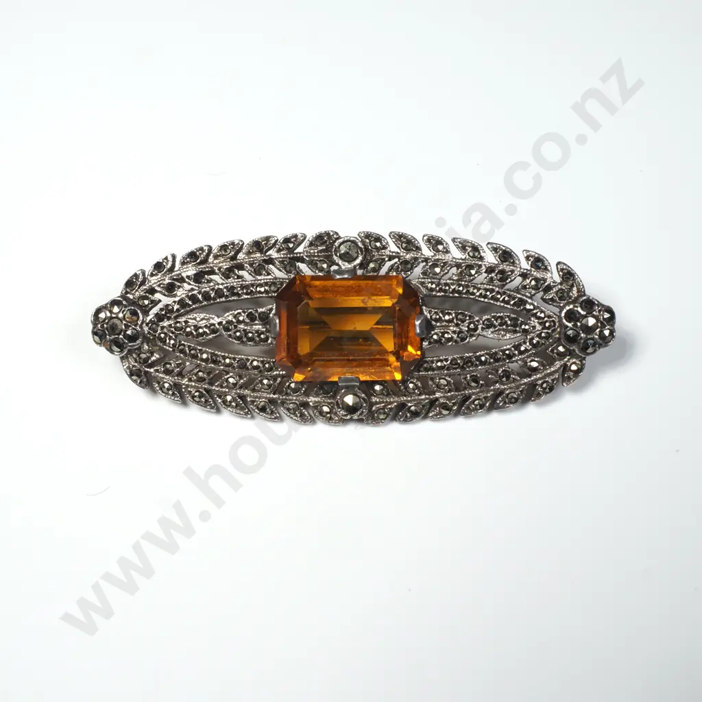 Sterling Silver & Marcasite Brooch Image 1++