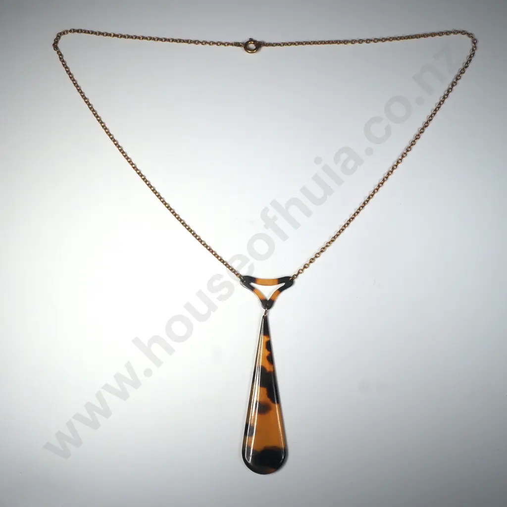 9ct Gold & Tortoiseshell Necklace Image 1++