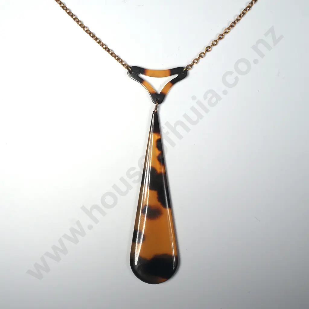 9ct Gold & Tortoiseshell Necklace Image 1++