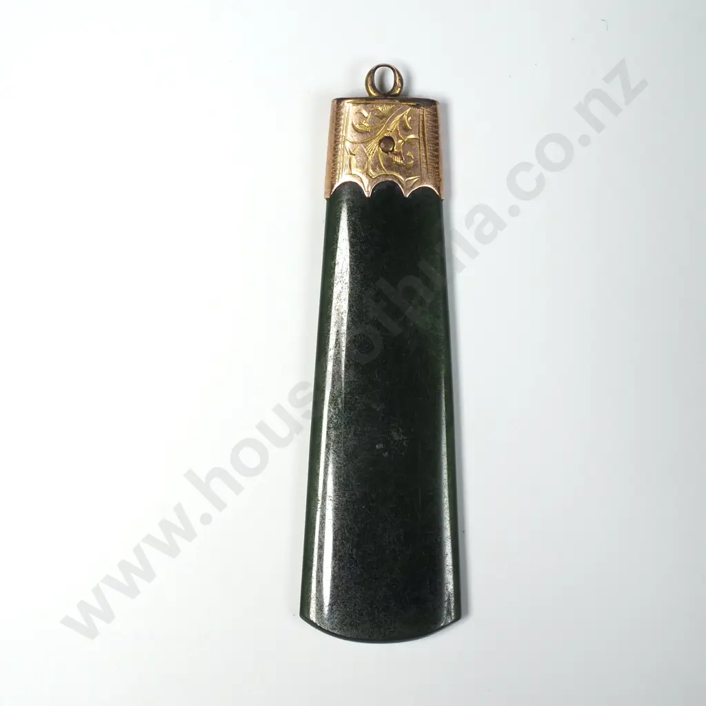 Colonial 9ct Gold Capped Greenstone Pendant Image 1++