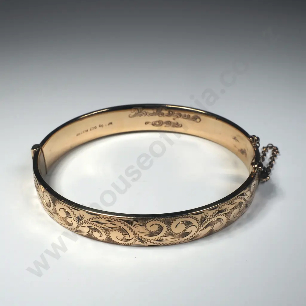 Vintage 9ct Gold 1/5 Metal Corp Hinged Bracelet Image 1++
