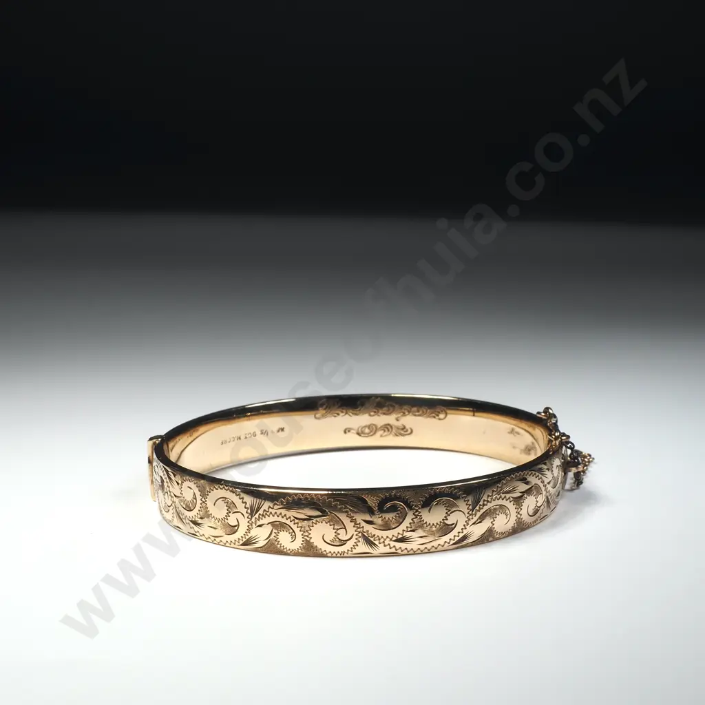Vintage 9ct Gold 1/5 Metal Corp Hinged Bracelet Image 1++