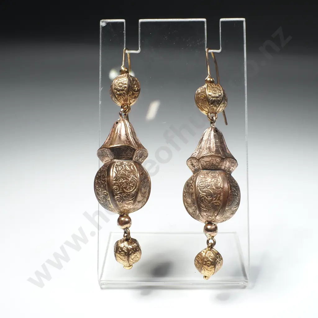 Magnificent Pair of Victorian Rolled Gold Earrings Image 1++