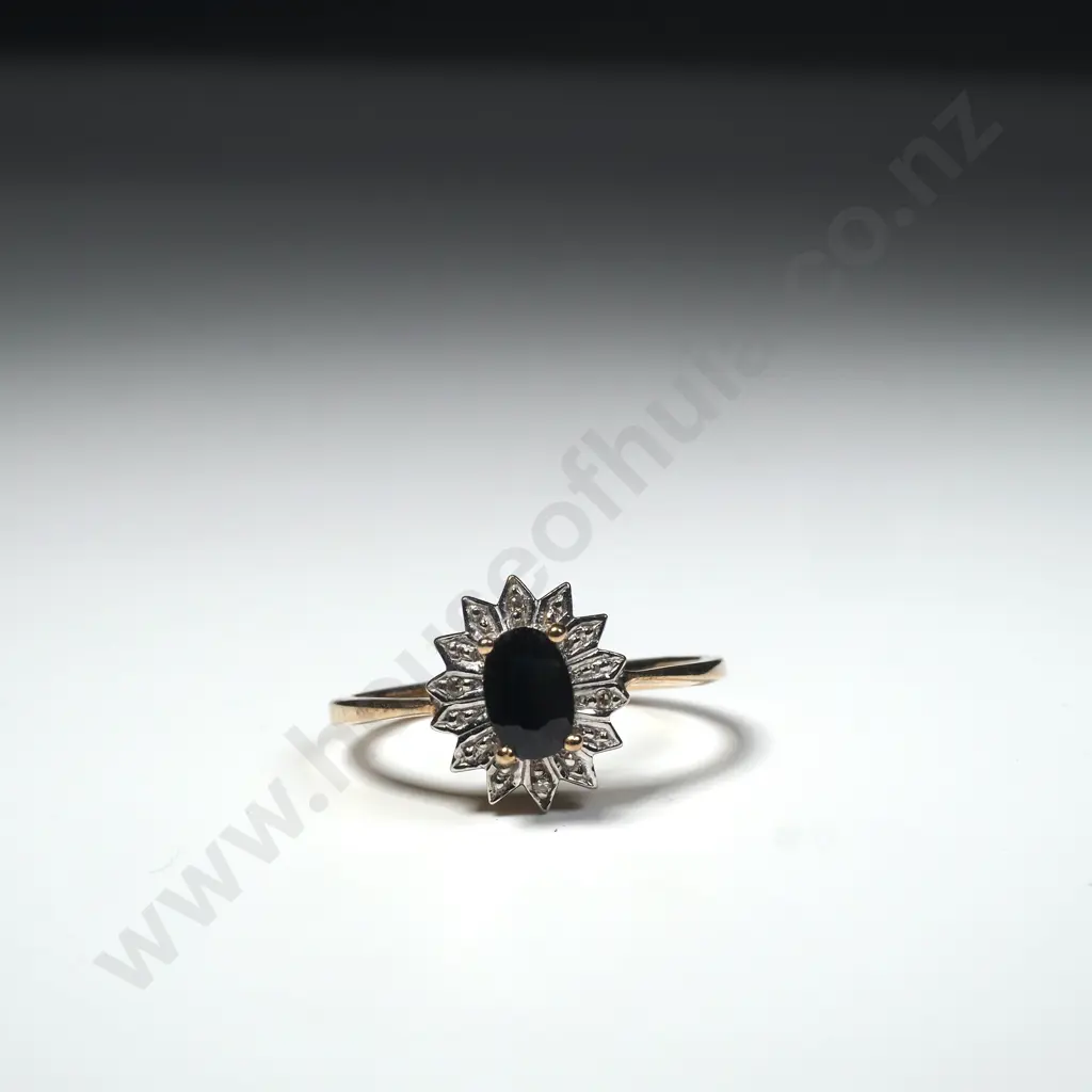 9ct Gold Blue Stone Ring Image 1++