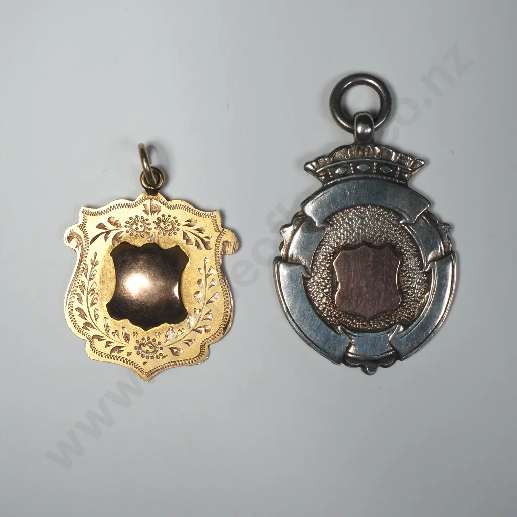Two 1937 Prize Medals to J Sloper for Winter Trophy - One 9ct Gold - One Sterling Silver Image 1++