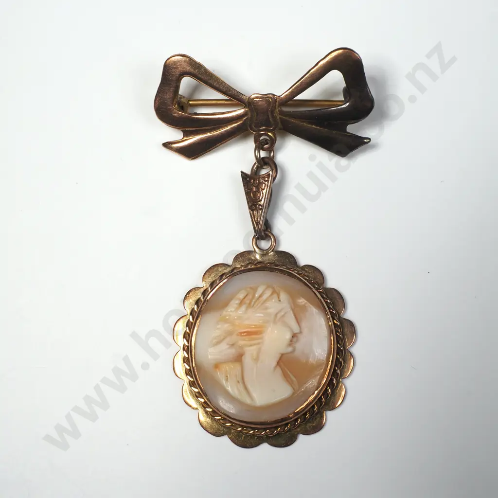 Vintage 9ct Gold Cameo Brooch Image 1++