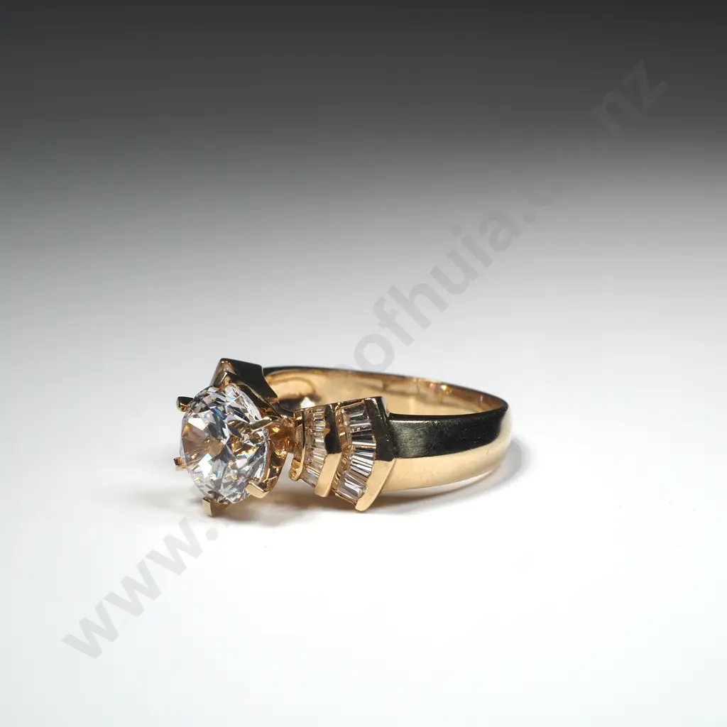 14ct Gold Cubic Zirconia Solitaire Ring - Valuation $2,000.00 Image 1++