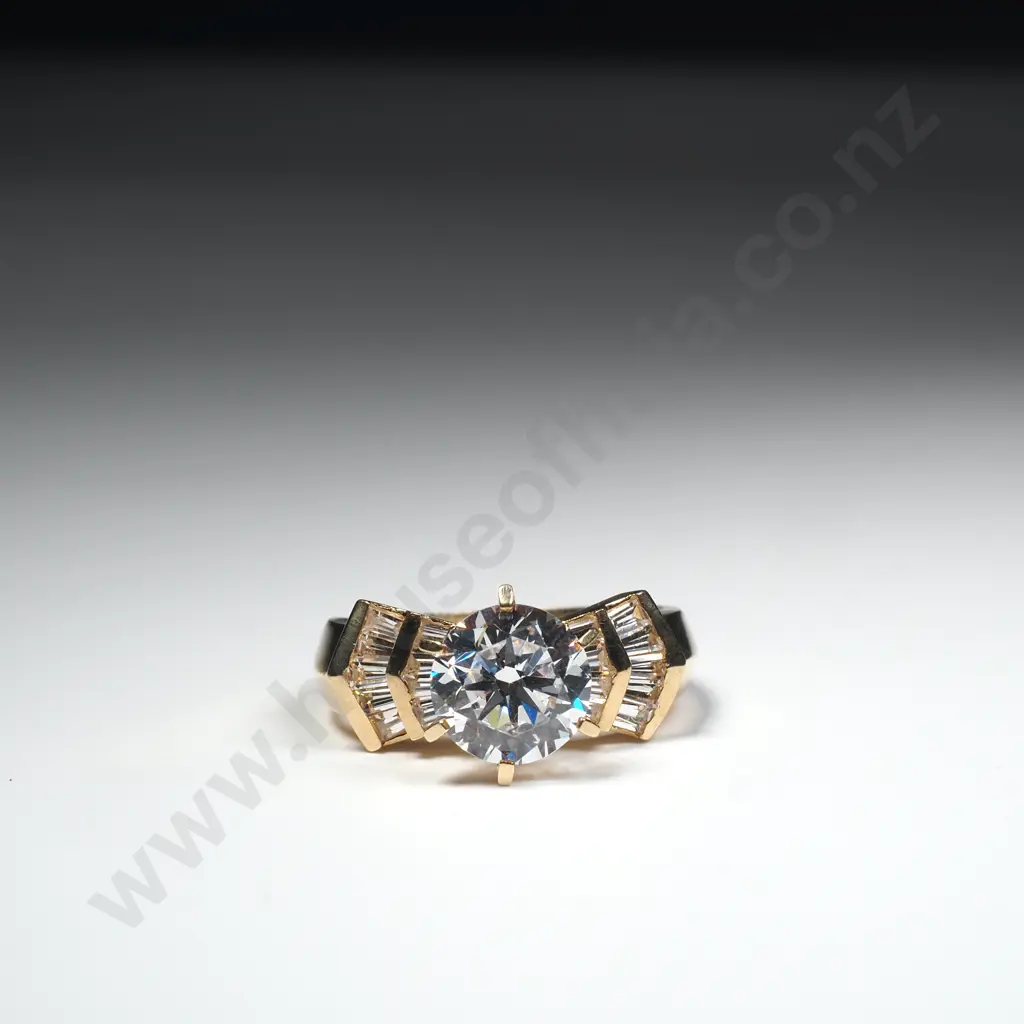 14ct Gold Cubic Zirconia Solitaire Ring - Valuation $2,000.00 Image 1++