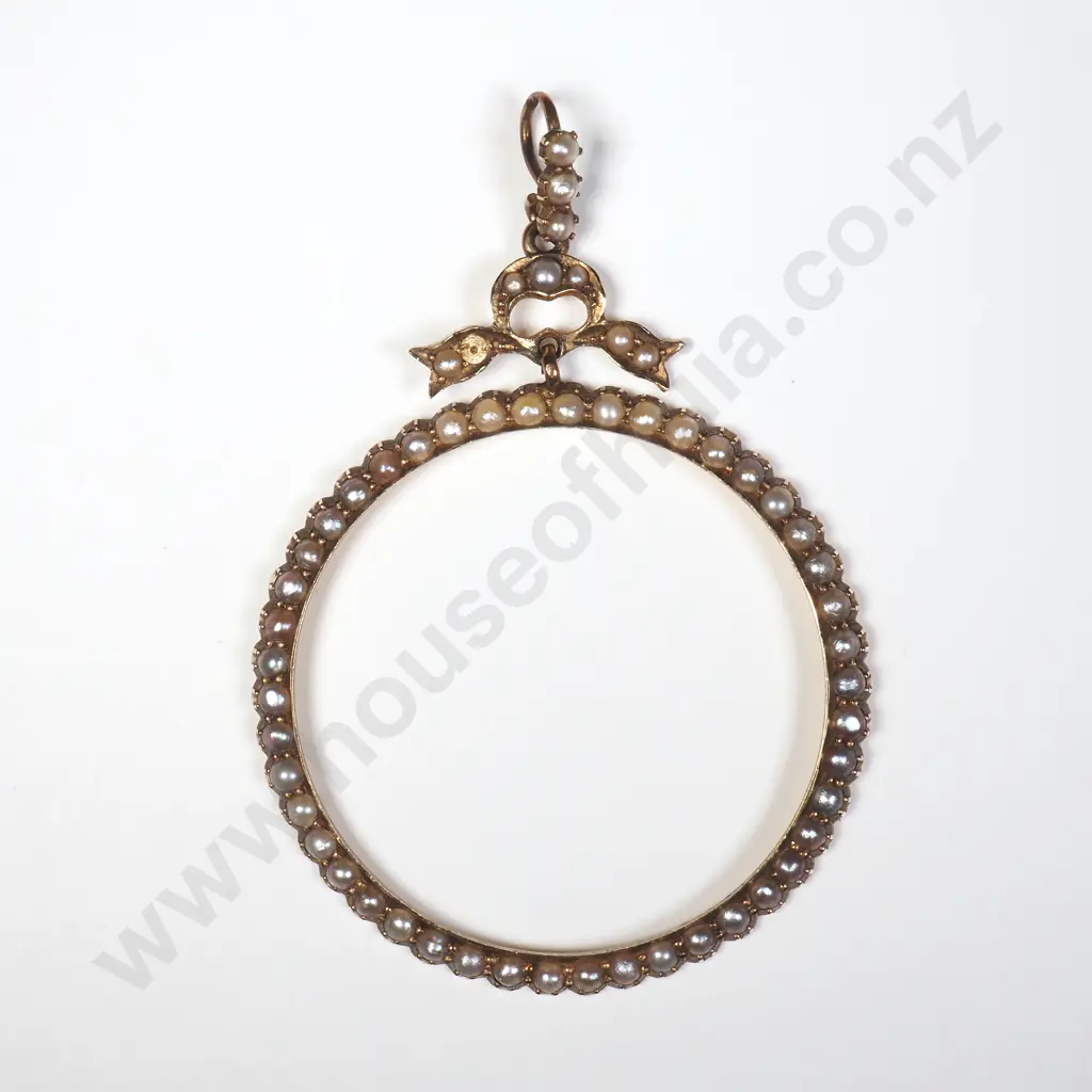 Antique 9ct Gold Seed pearl Pendant Image 1++