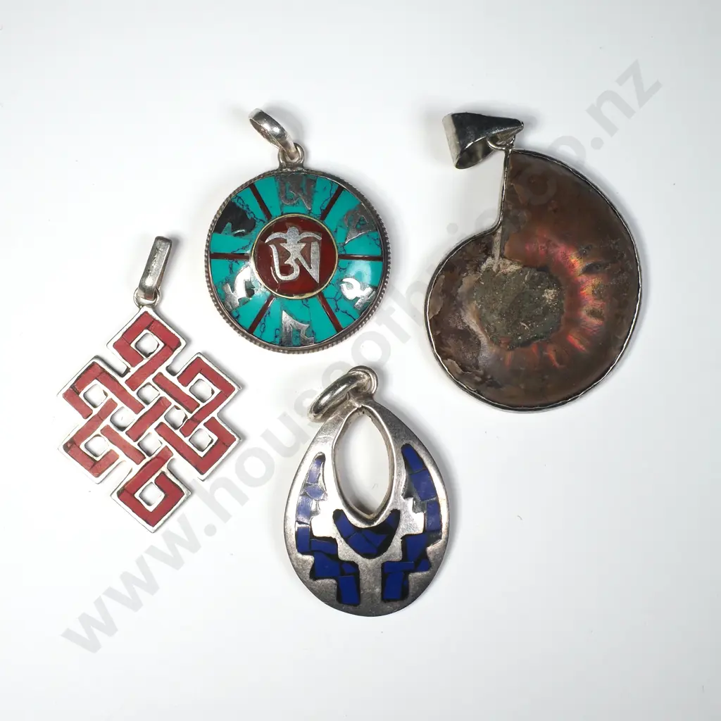 Four Sterling Silver Pendants Image 1++