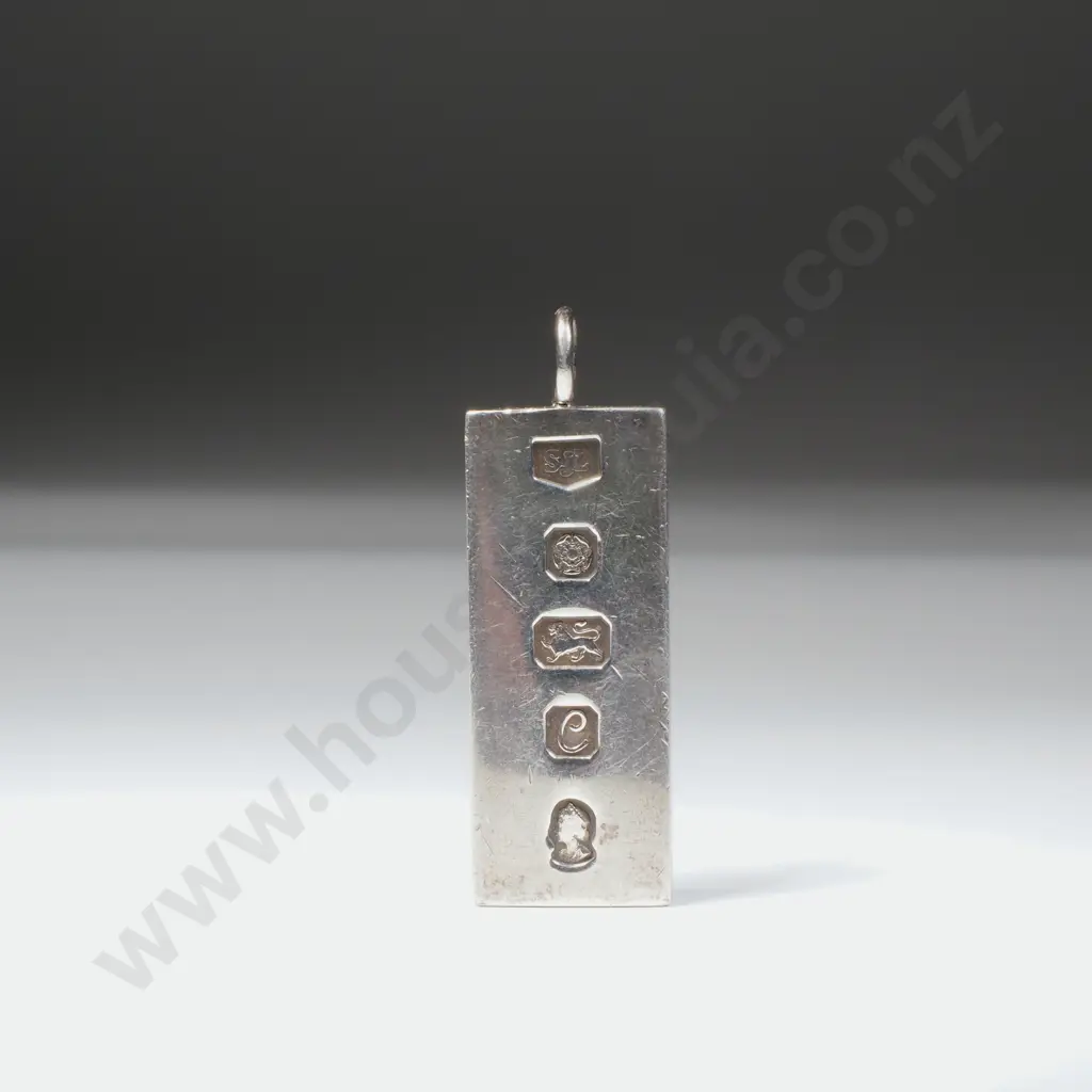 Large Sterling Silver Ingot Pendant w English Hallmarks Image 1++