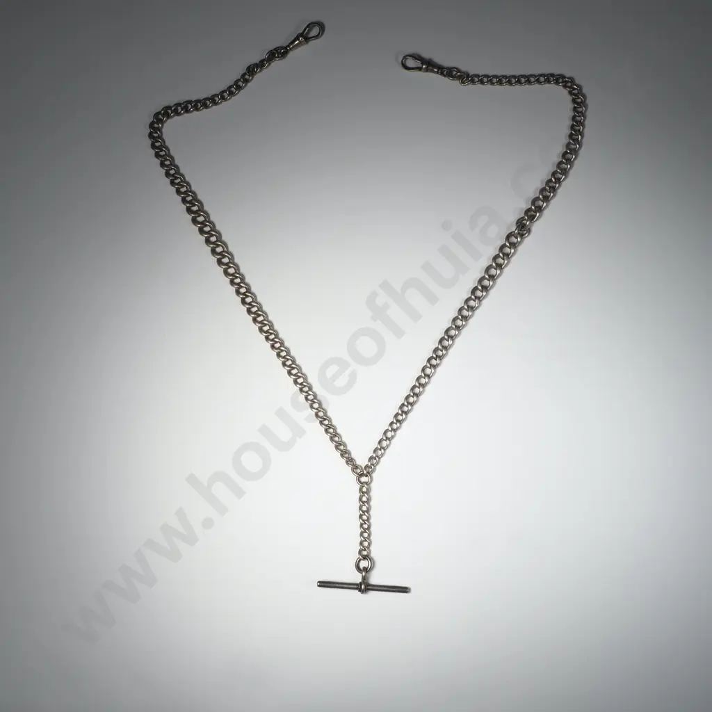 Sterling Silver Watch Chain with T Bar  Image 1++