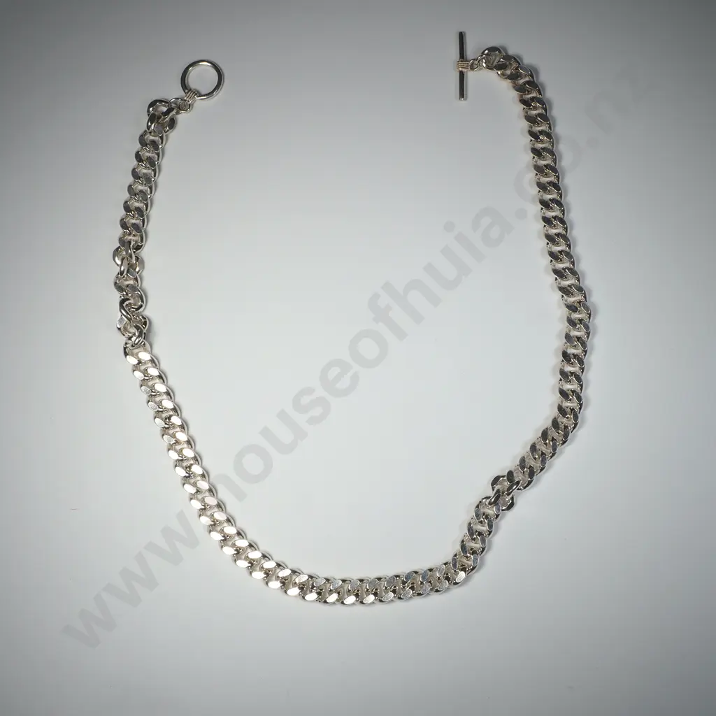 Substantial Sterling Silver Curb Link Necklace Image 1++