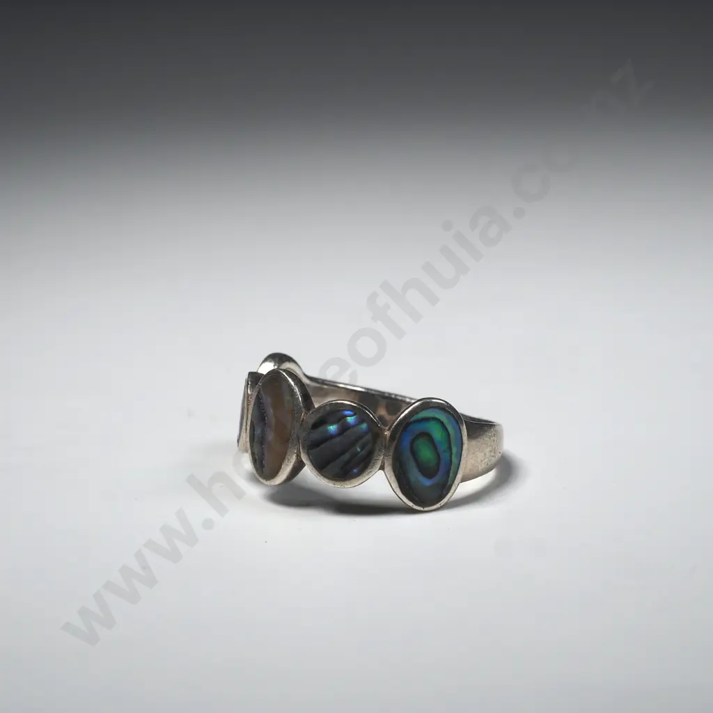 Vintage Sterling Silver Paua Shell Ring Image 1++