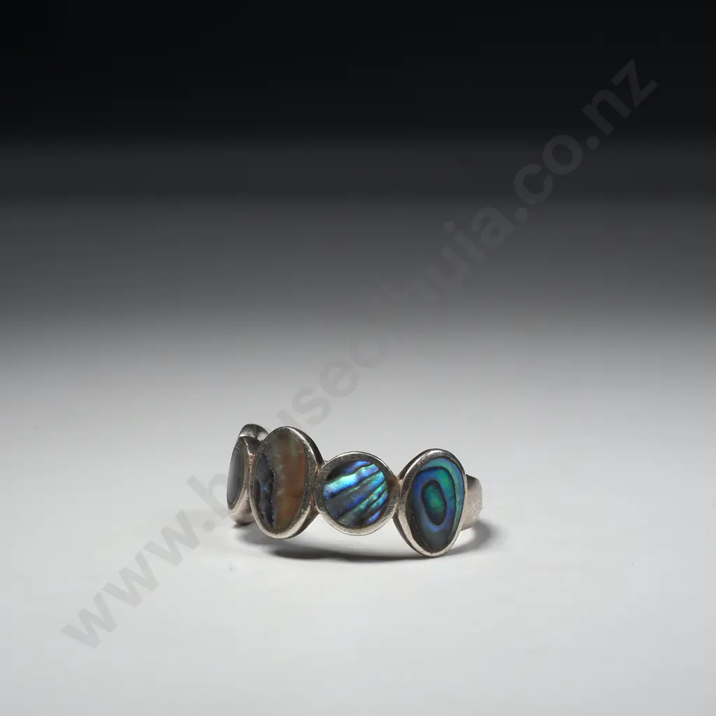 Vintage Sterling Silver Paua Shell Ring Image 1++