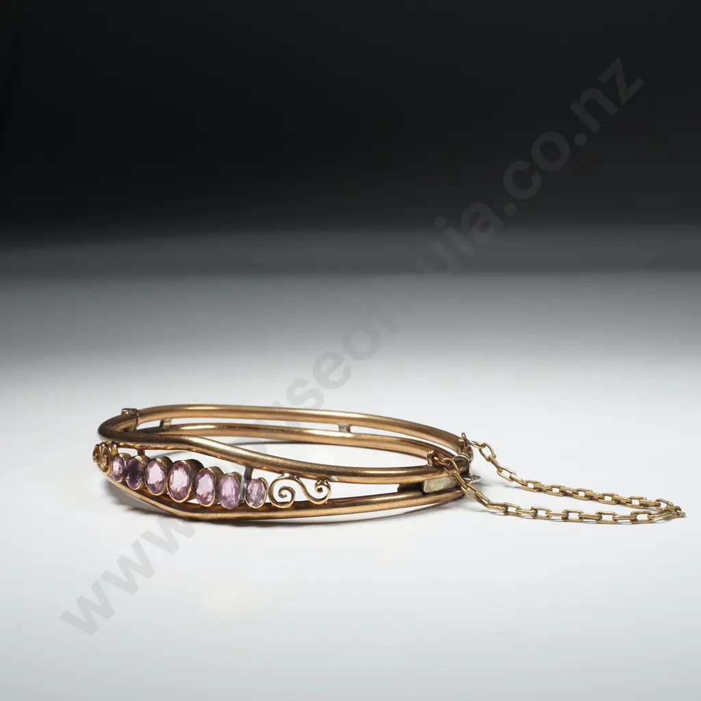 Rolled Gold Victorian Amethyst Bangle Image 1++