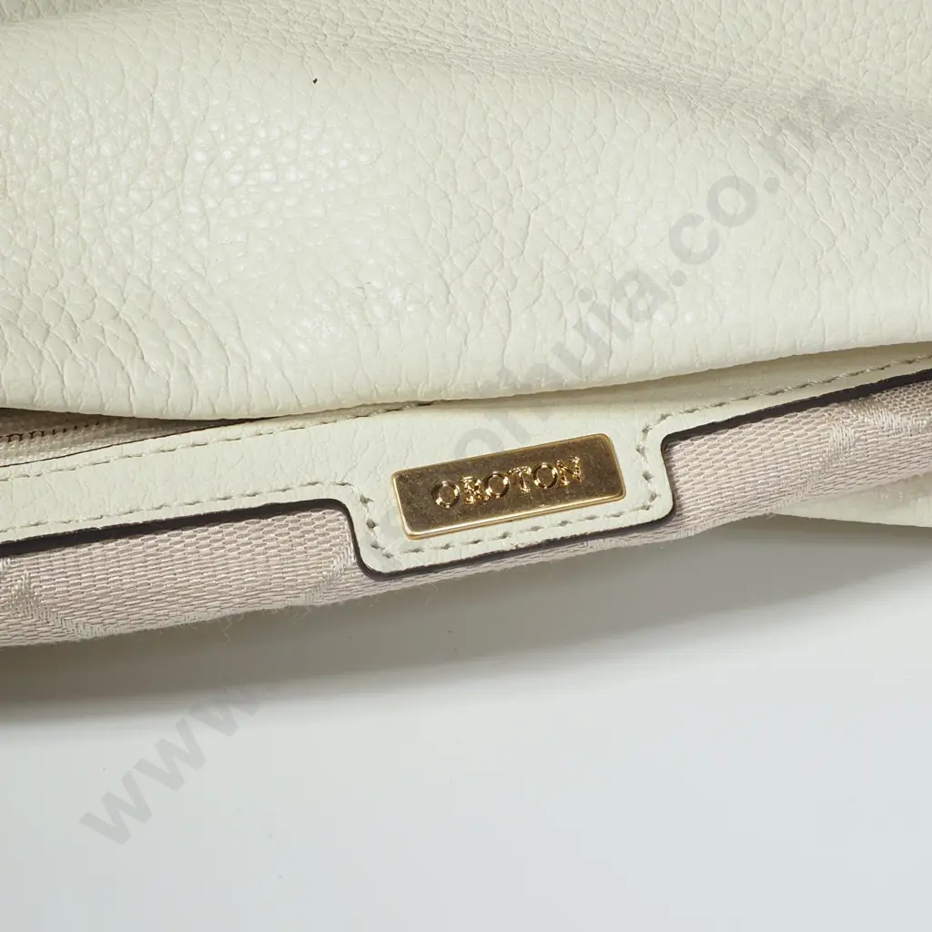 OROTON Cream Leather Hobo Shoulder Bag Image 1++