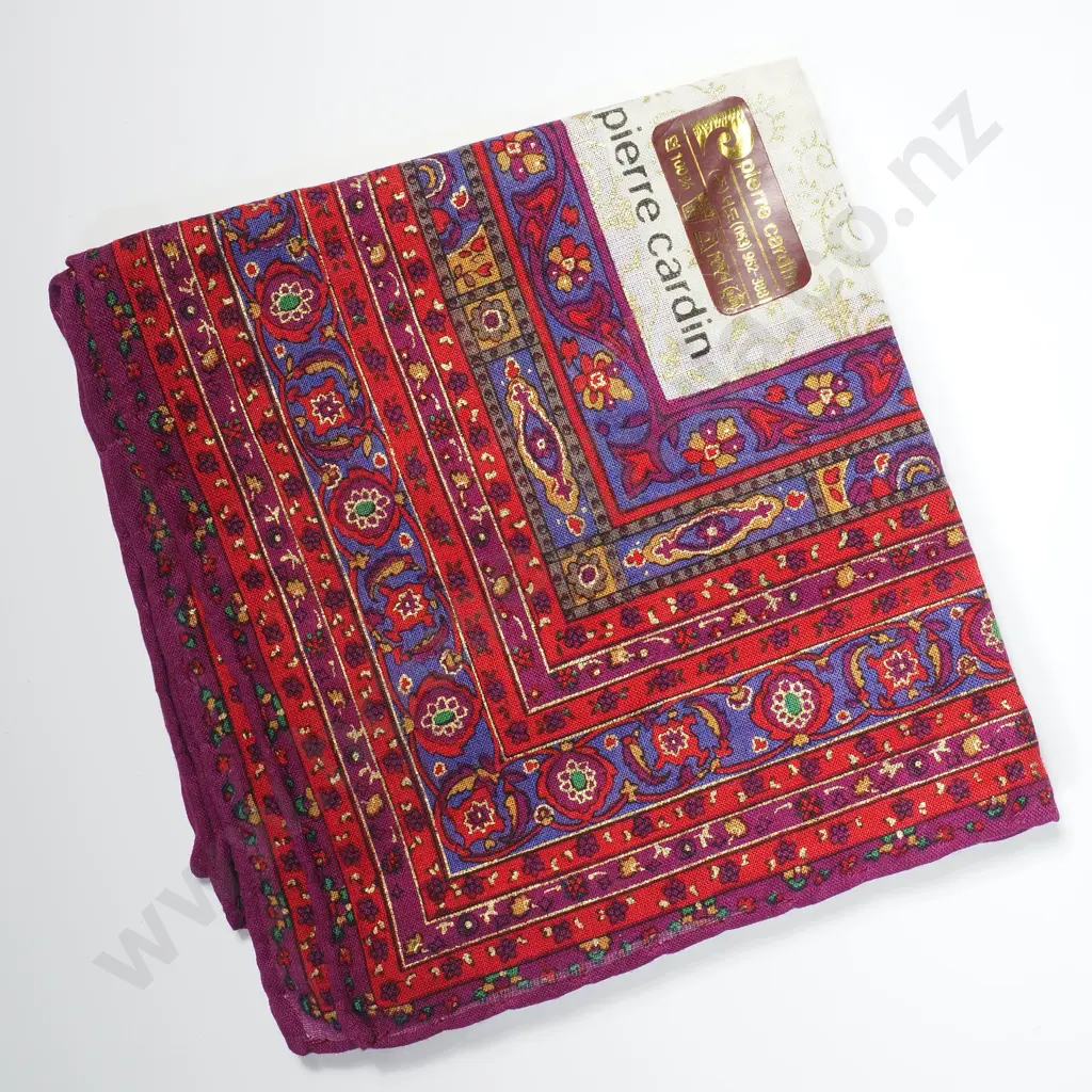 Pierre Cardin Handkerchief w Rich Red, Purple & Gold Border Image 1++
