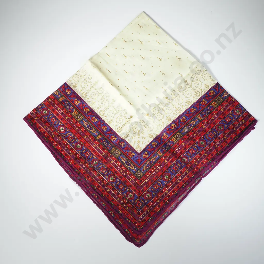 Pierre Cardin Handkerchief w Rich Red, Purple & Gold Border Image 1++